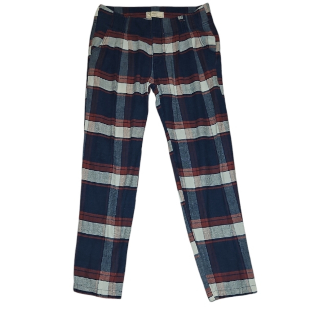 Free People - Low Rise Plaid Slacks - Picture 2 of 4